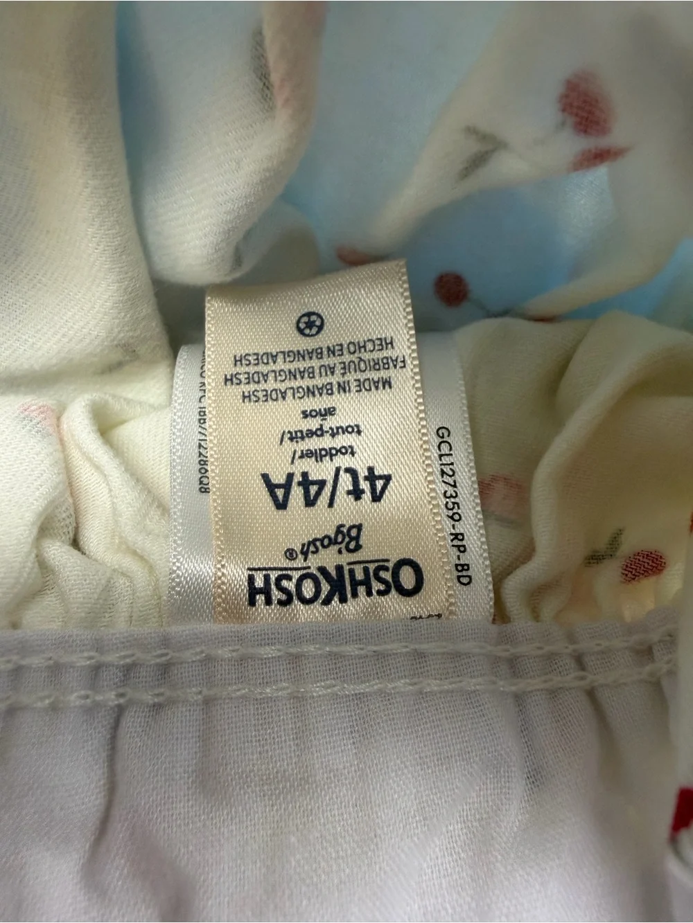 OshKosh B'gosh White Cherry Print Girls' Overall Dress